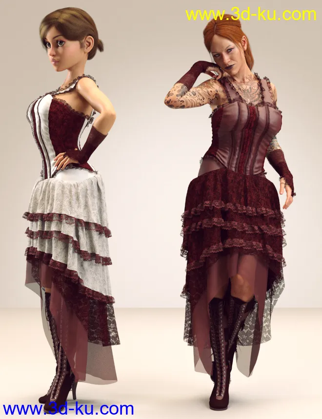 dForce Victorian Goth Outfit for Genesis 8 Female(s)模型的图片5