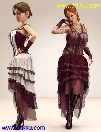 3D打印模型dForce Victorian Goth Outfit for Genesis 8 Female(s)的图片
