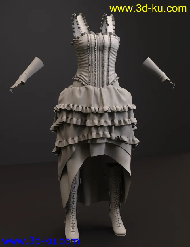 dForce Victorian Goth Outfit for Genesis 8 Female(s)模型的图片9