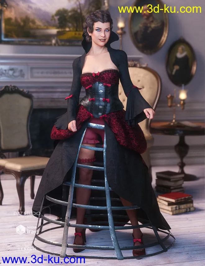 dForce Vintage Cage Dress for Genesis 8 Female(s)模型的图片2