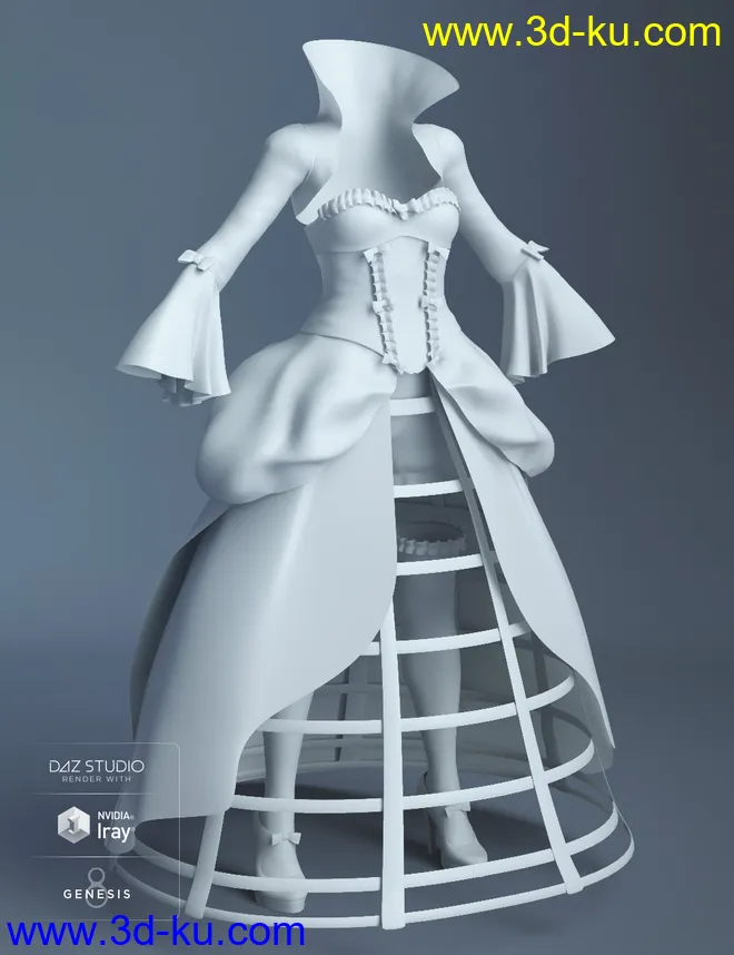 dForce Vintage Cage Dress for Genesis 8 Female(s)模型的图片5
