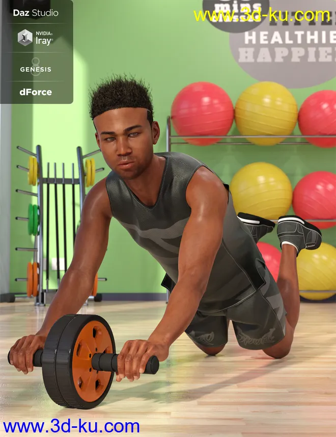dForce Workout Outfit for Genesis 8 Male(s)模型的图片3