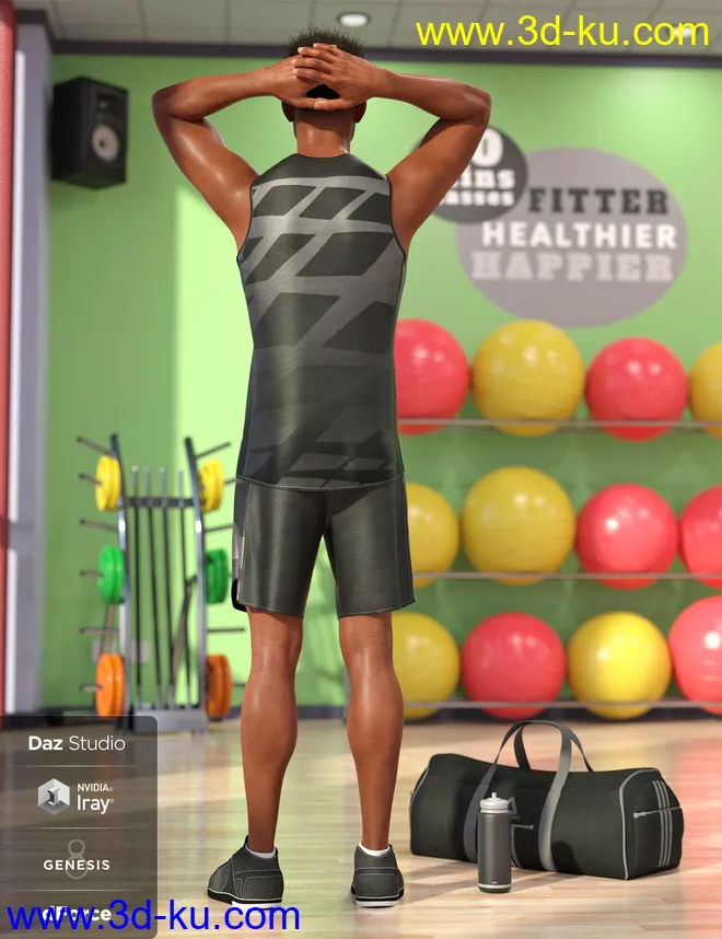 dForce Workout Outfit for Genesis 8 Male(s)模型的图片4