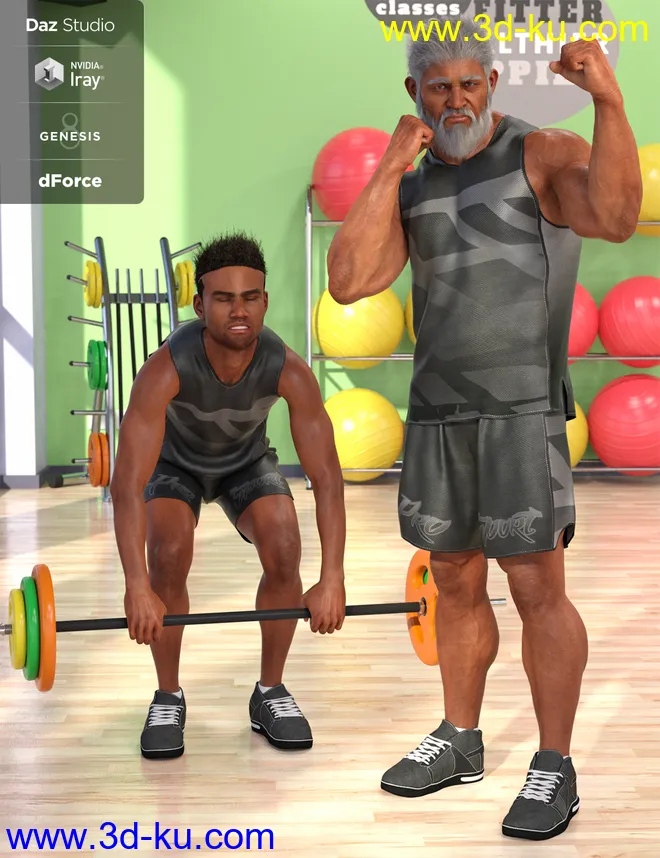 dForce Workout Outfit for Genesis 8 Male(s)模型的图片5