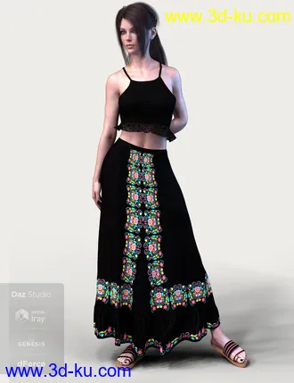 3D打印模型dForce X-Fashion Boho Chic Outfit 04 for Genesis 8 Female(s)的图片