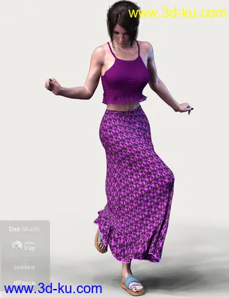 3D打印模型dForce X-Fashion Boho Chic Outfit 04 for Genesis 8 Female(s)的图片