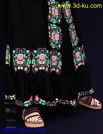 3D打印模型dForce X-Fashion Boho Chic Outfit 04 for Genesis 8 Female(s)的图片