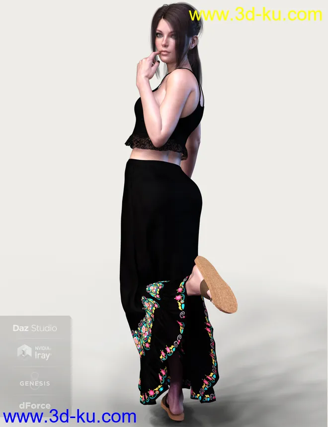 dForce X-Fashion Boho Chic Outfit 04 for Genesis 8 Female(s)模型的图片5