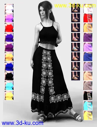 3D打印模型dForce X-Fashion Boho Chic Outfit 04 for Genesis 8 Female(s)的图片