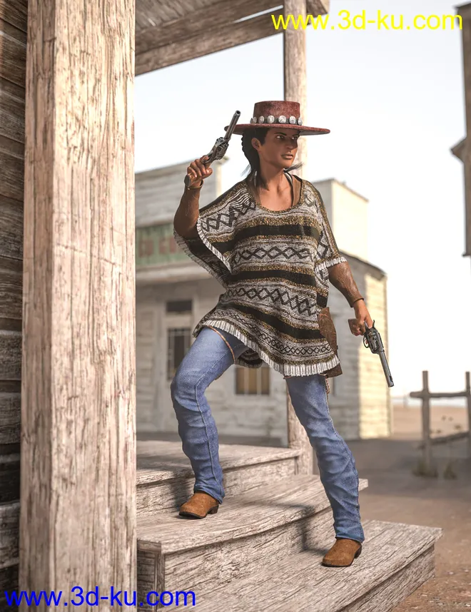 Dusty HD Cowgirl Outfit for Genesis 8 Female(s)模型的图片1