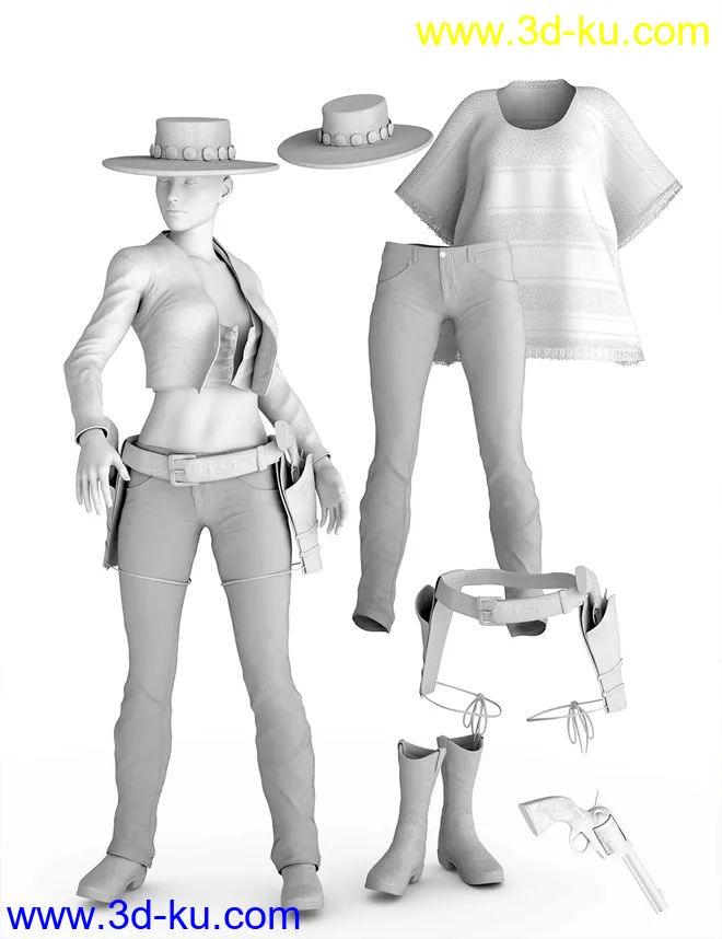 Dusty HD Cowgirl Outfit for Genesis 8 Female(s)模型的图片9