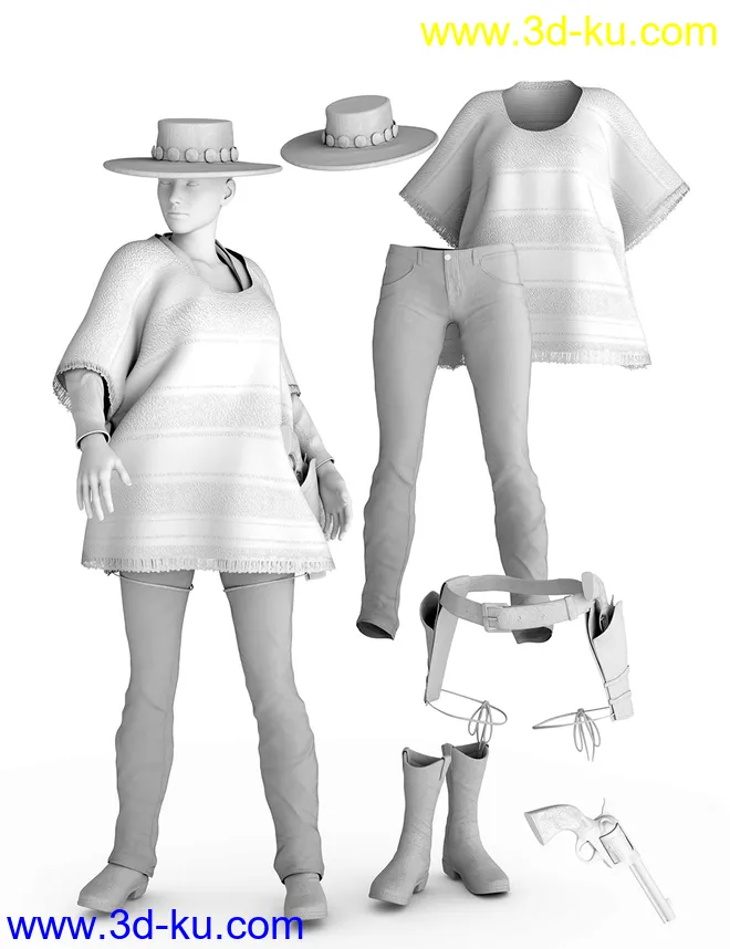 Dusty HD Cowgirl Outfit for Genesis 8 Female(s)模型的图片10