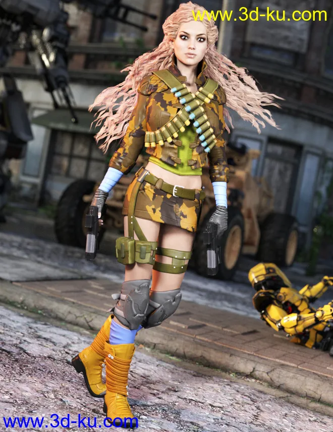 Elektra Outfit for Genesis 3 Female(s)模型的图片5