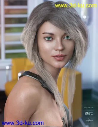 3D打印模型Ellisea Hair for Genesis 3 & 8 Female(s)的图片