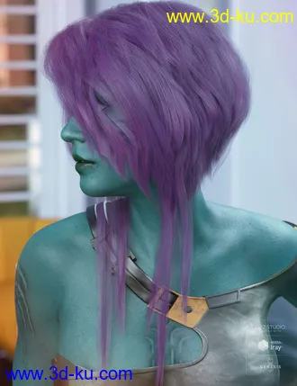 3D打印模型Ellisea Hair for Genesis 3 & 8 Female(s)的图片