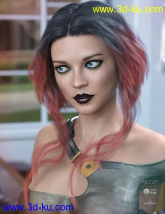 3D打印模型Ellisea Hair for Genesis 3 & 8 Female(s)的图片
