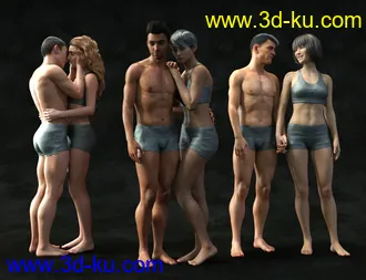 3D打印模型Embrace - Pose Pairs for Genesis 8的图片