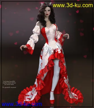 3D打印模型Epic - dForce - Queen of Hearts for G8F的图片
