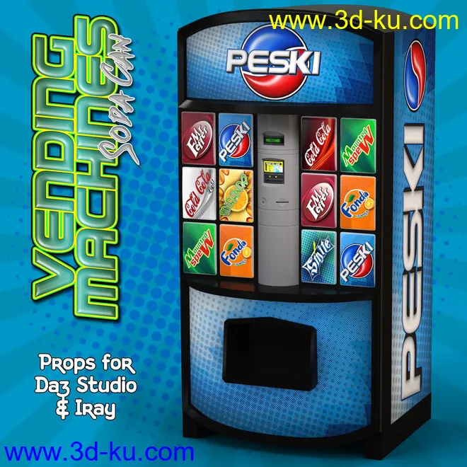 Exnem Vending Machines Soda Cans for Daz Studio and Iray模型的图片1