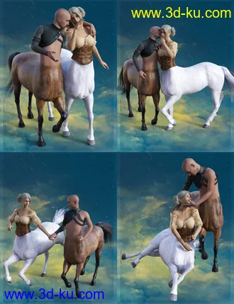 3D打印模型Fantasia Lovers Poses for Genesis 8 and Genesis 8 Centaurs的图片