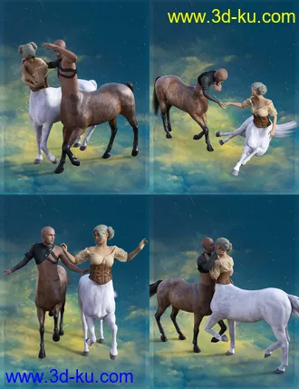 3D打印模型Fantasia Lovers Poses for Genesis 8 and Genesis 8 Centaurs的图片