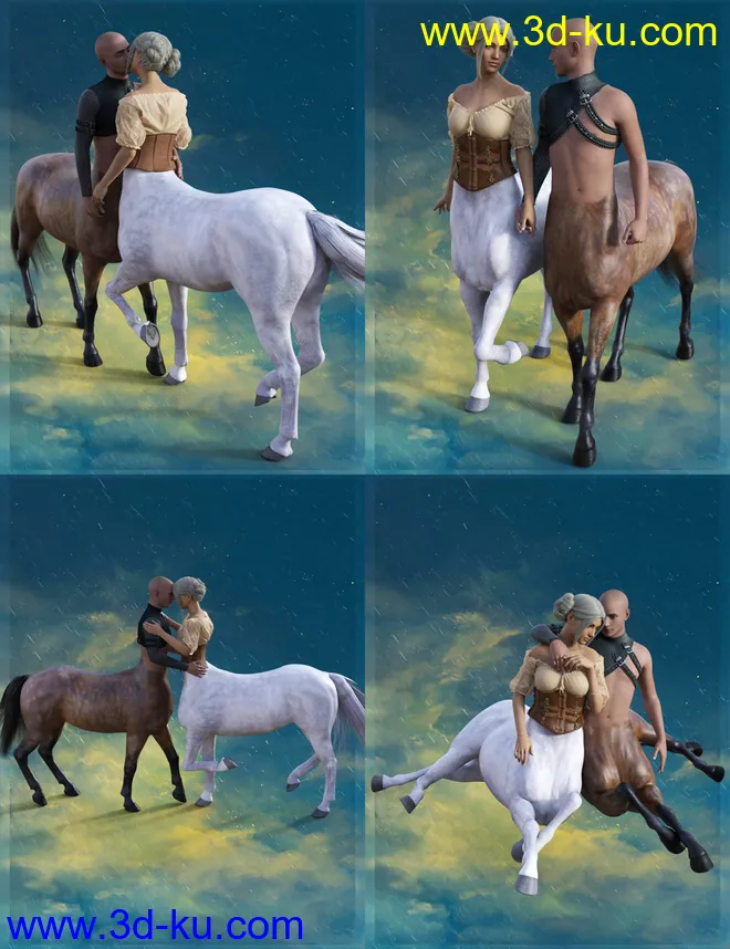 Fantasia Lovers Poses for Genesis 8 and Genesis 8 Centaurs模型的图片7