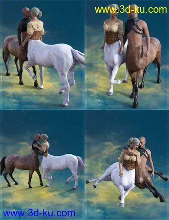 3D打印模型Fantasia Lovers Poses for Genesis 8 and Genesis 8 Centaurs的图片