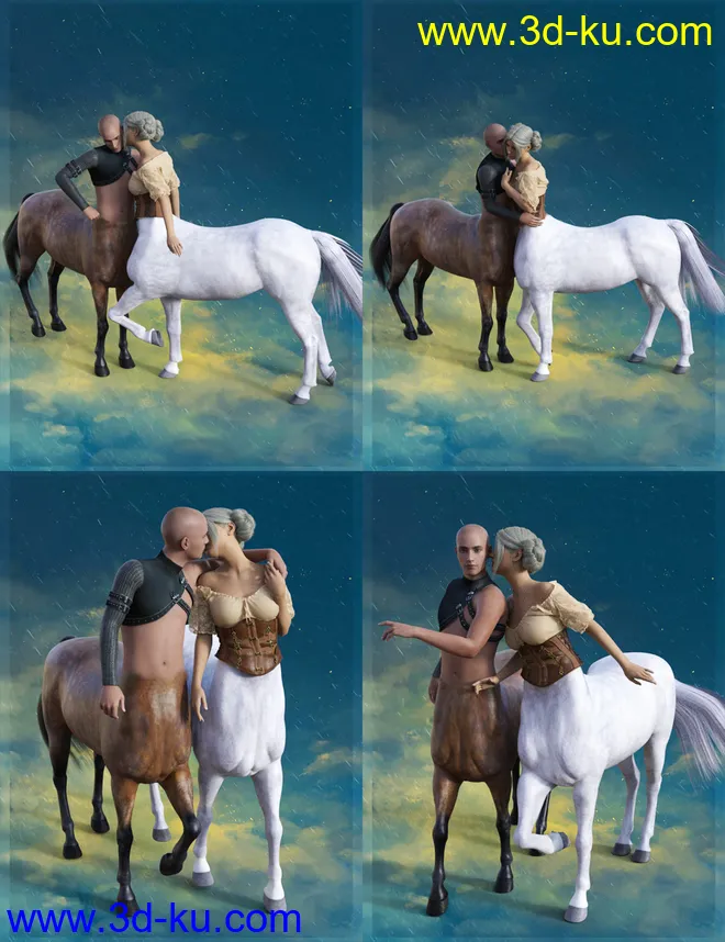 Fantasia Lovers Poses for Genesis 8 and Genesis 8 Centaurs模型的图片8