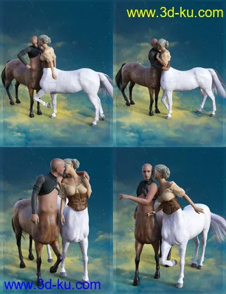 3D打印模型Fantasia Lovers Poses for Genesis 8 and Genesis 8 Centaurs的图片