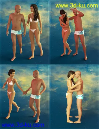 3D打印模型Fantasia Lovers Poses for Genesis 8 and Genesis 8 Centaurs的图片