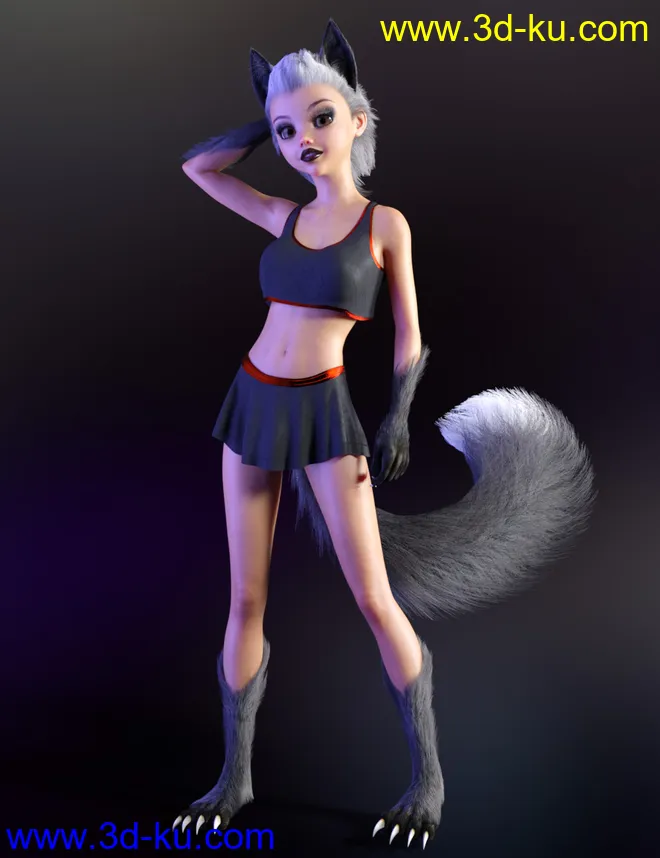 Foxy Lady With dForce Hair for Genesis 8 Female模型的图片12