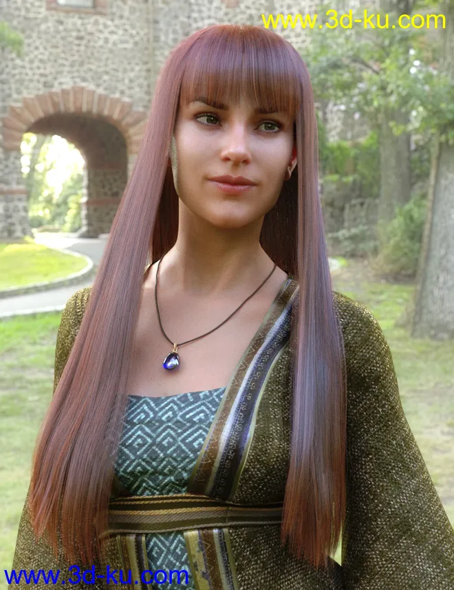 Full Fringe dForce Hair for Genesis 3 and 8 Female模型的图片3