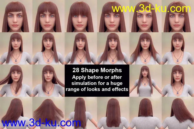 Full Fringe dForce Hair for Genesis 3 and 8 Female模型的图片5