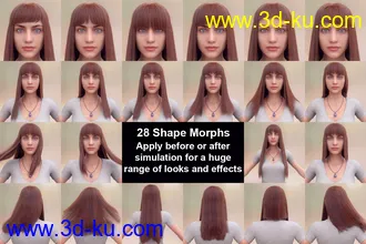 3D打印模型Full Fringe dForce Hair for Genesis 3 and 8 Female的图片