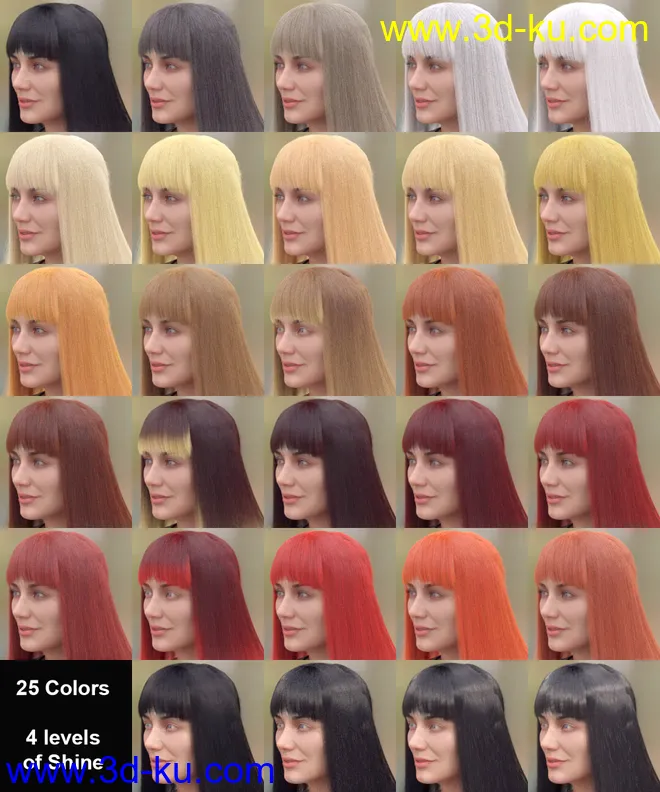 Full Fringe dForce Hair for Genesis 3 and 8 Female模型的图片6