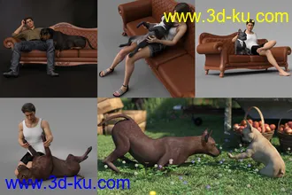 3D打印模型Fun Poses for Daz Dog 8 and Victoria 8 and Michael 8的图片