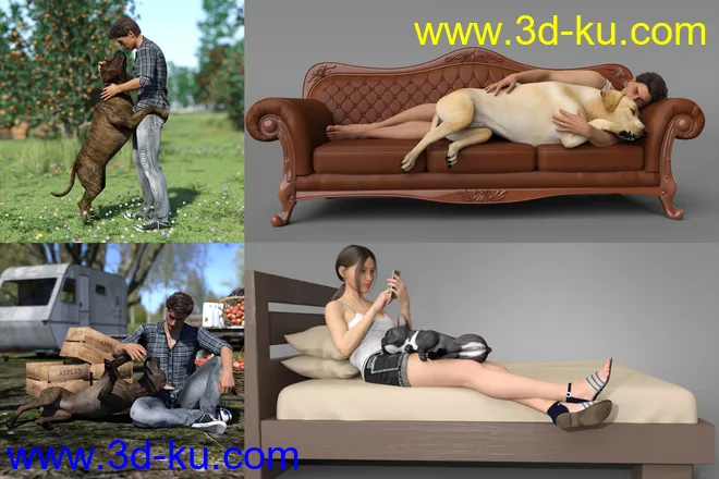 Fun Poses for Daz Dog 8 and Victoria 8 and Michael 8模型的图片4