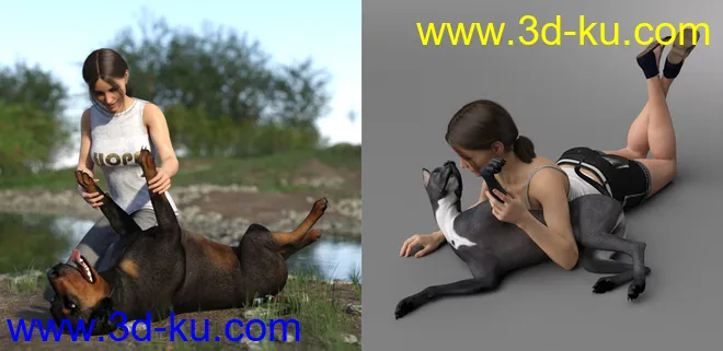 Fun Poses for Daz Dog 8 and Victoria 8 and Michael 8模型的图片5