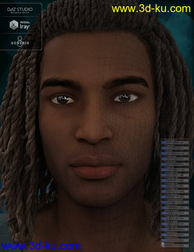 Genesis 8 Male Head Morph Resource Kit 2模型的图片3