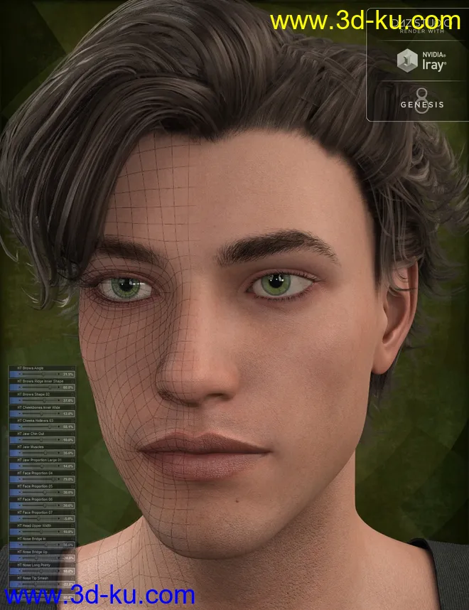 Genesis 8 Male Head Morph Resource Kit 2模型的图片5
