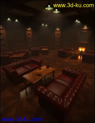 3D打印模型Gentlemen's Game Room Iray Addon的图片