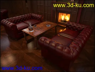 3D打印模型Gentlemen's Game Room Iray Addon的图片