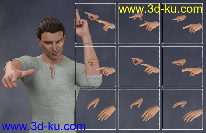 Give You A Hand II - Hand Poses for Genesis 3 and Genesis 8 Male模型的图片5