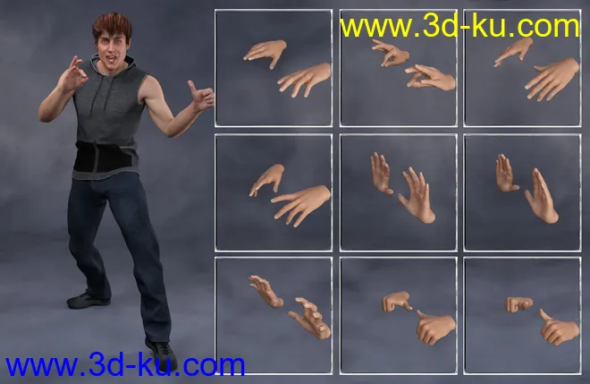 Give You A Hand II - Hand Poses for Genesis 3 and Genesis 8 Male模型的图片6