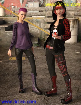 3D打印模型Gothy Punk Outfit Textures的图片