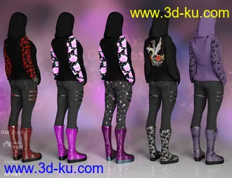 3D打印模型Gothy Punk Outfit Textures的图片