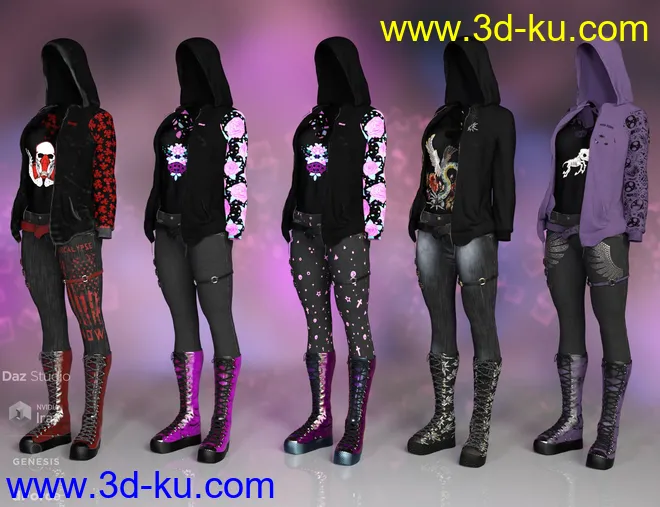 Gothy Punk Outfit Textures模型的图片3