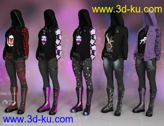 3D打印模型Gothy Punk Outfit Textures的图片