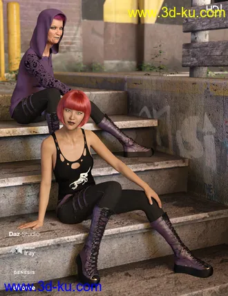 3D打印模型Gothy Punk Outfit Textures的图片