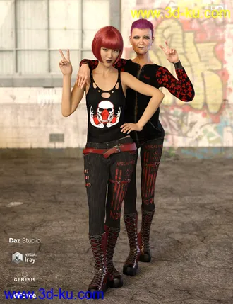 3D打印模型Gothy Punk Outfit Textures的图片